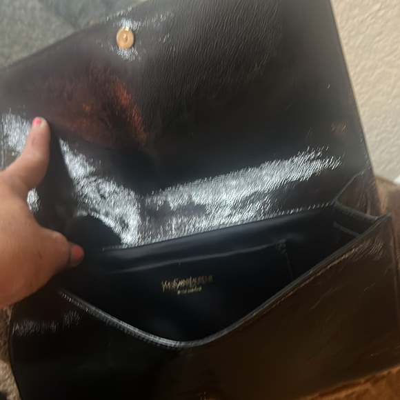 YSL Patient Leather Black Clutch Bag - Picture 6 of 11